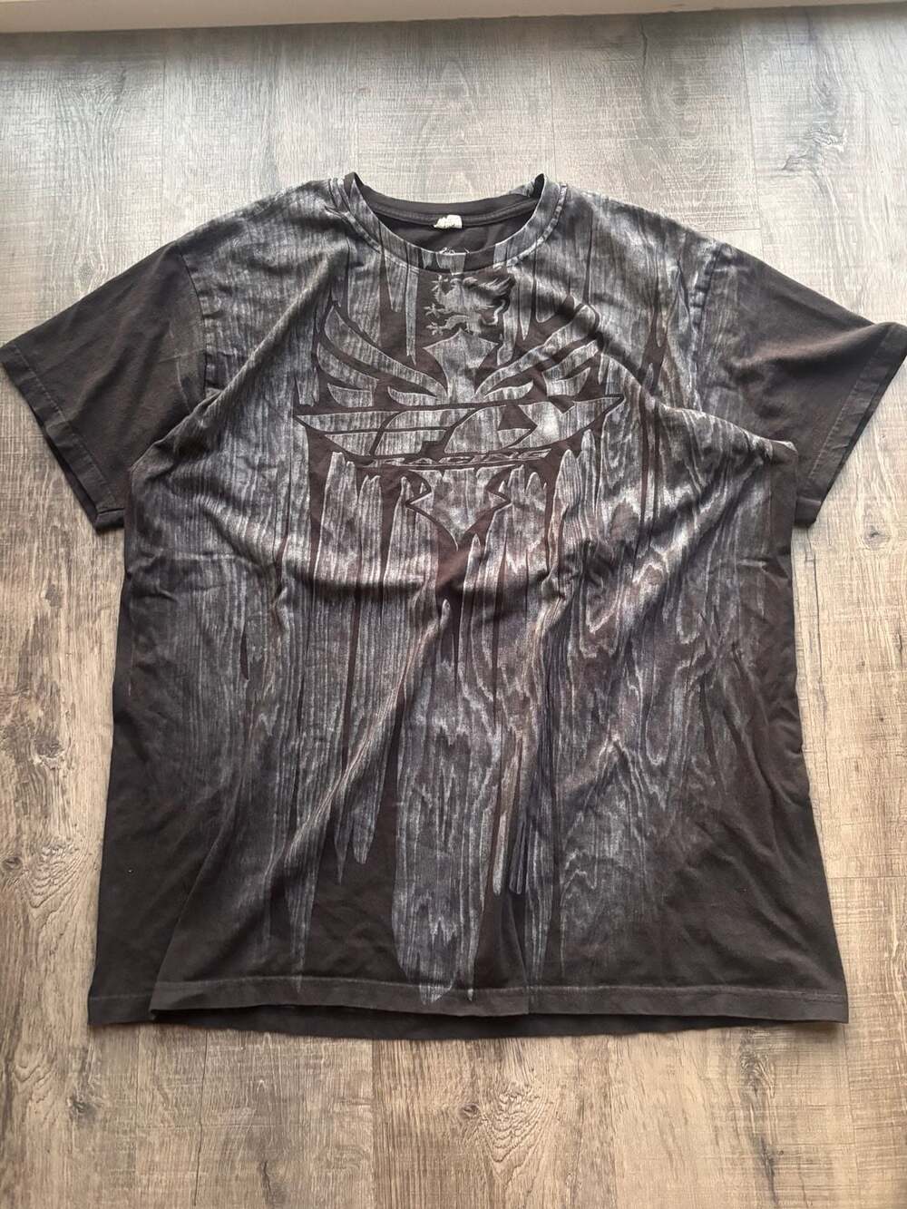 Fly Racing Vintage Y2K Grunge Woodgrain Graphic T-Shirt